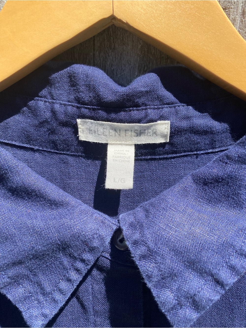 Eileen Fisher Navy Organic Linen Midi Shirt Dress Large - Picture 4 of 9
